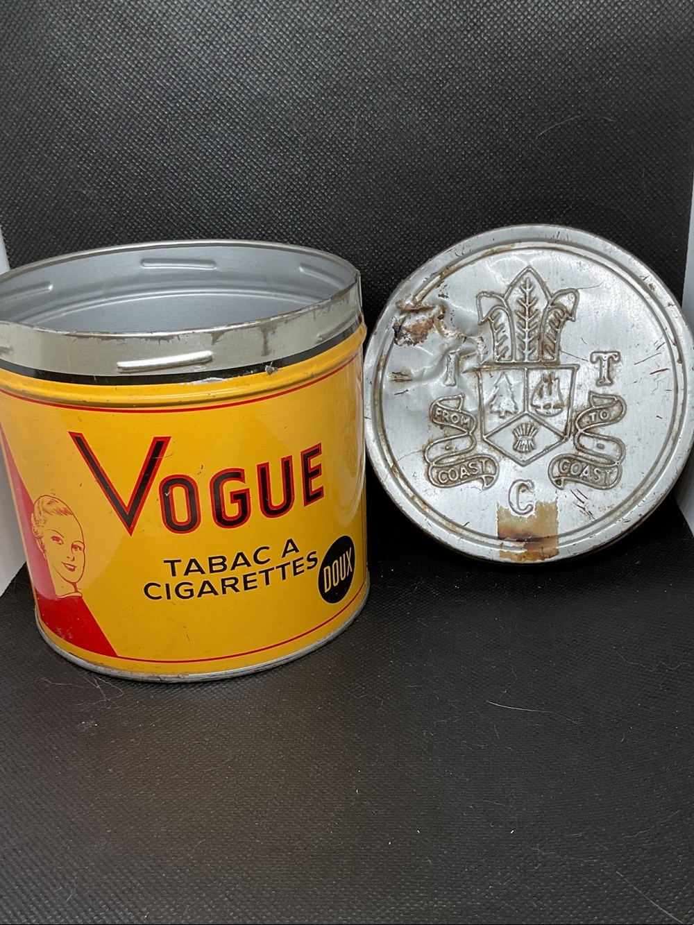 Vogue Yellow and Red Retro Tobacco Tin Canister